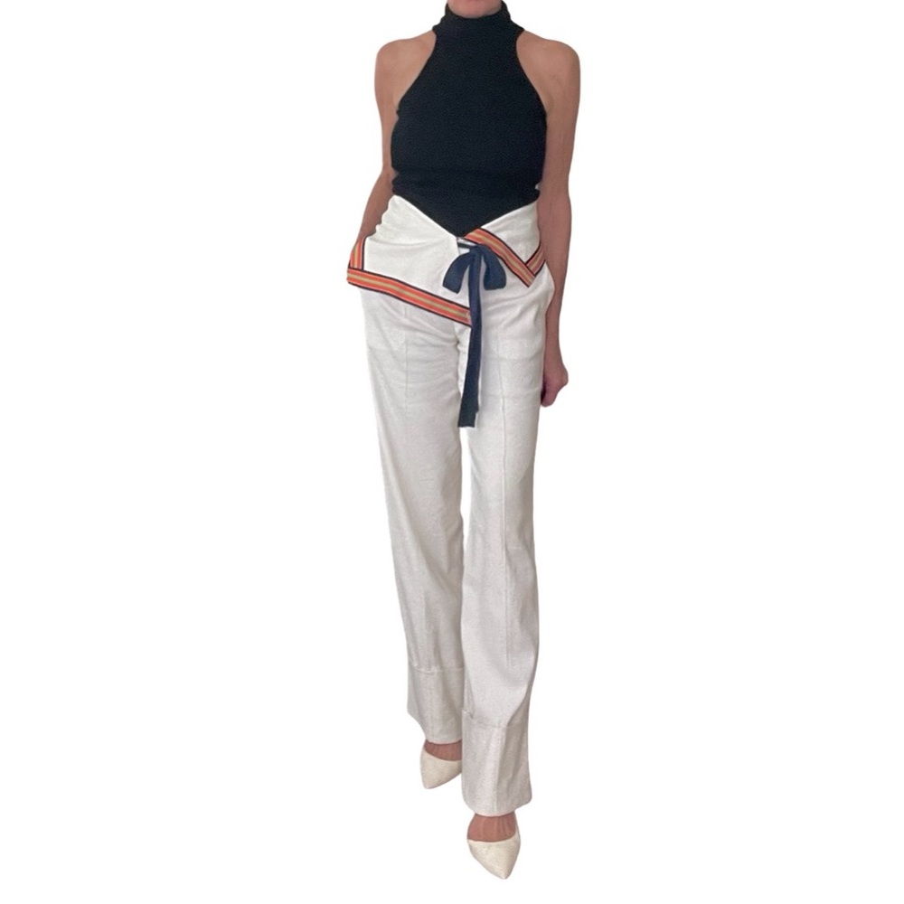 Diane Von Furstenberg White Pants with Orange and Navy Accents